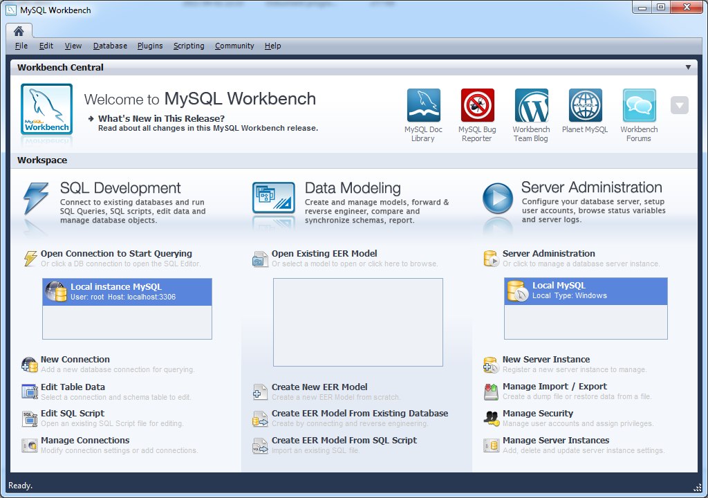MySQL Workbench - logowanie